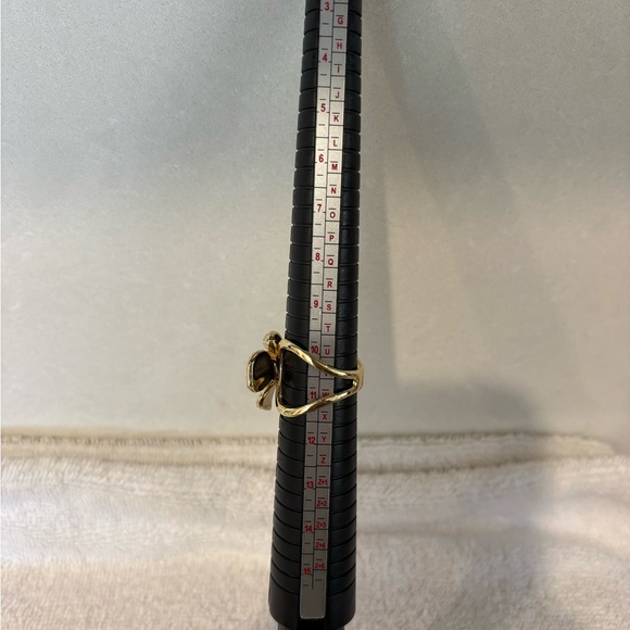 Gold Tone Aurora Borealis Crystal Flower Scarf Slide Ring Brooch - Picture 6 of 15